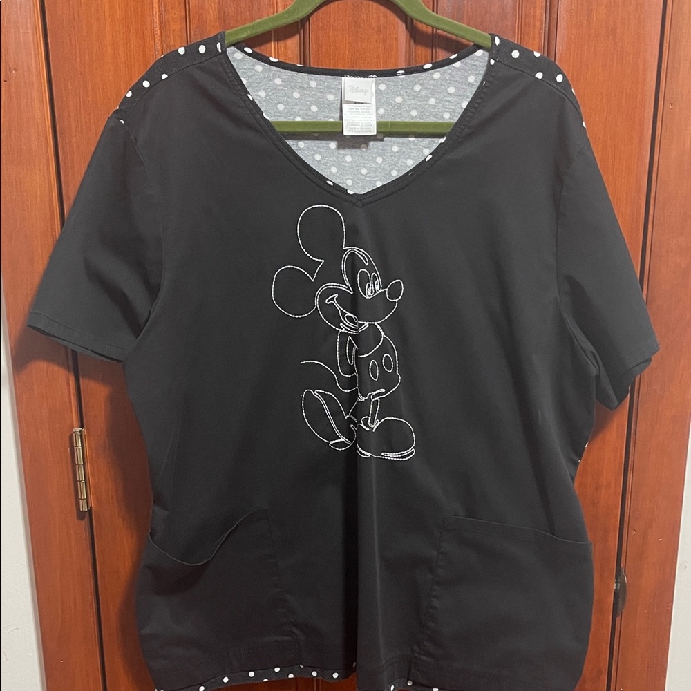 Disney Mickey Polka Dot Scrub Top